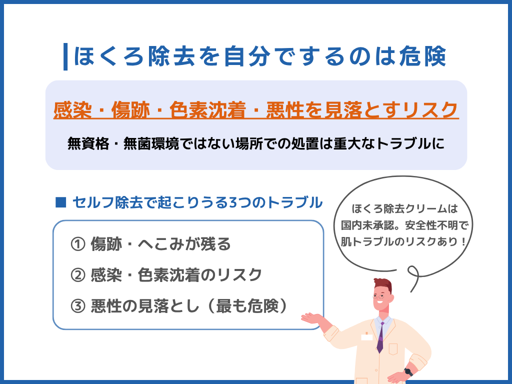 ほくろ除去を自分でするのは危険