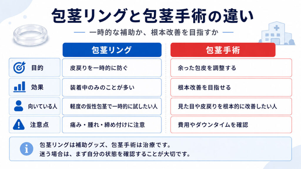 包茎リングと包茎手術の違い