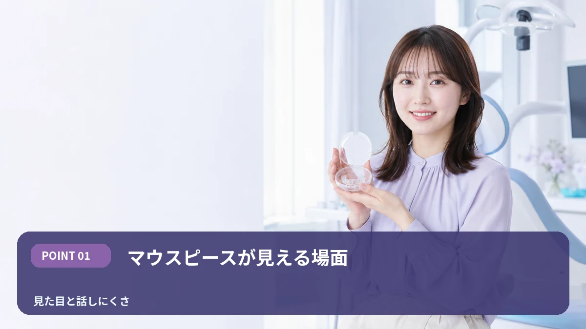 マウスピースが見える場面を解説するイメージ