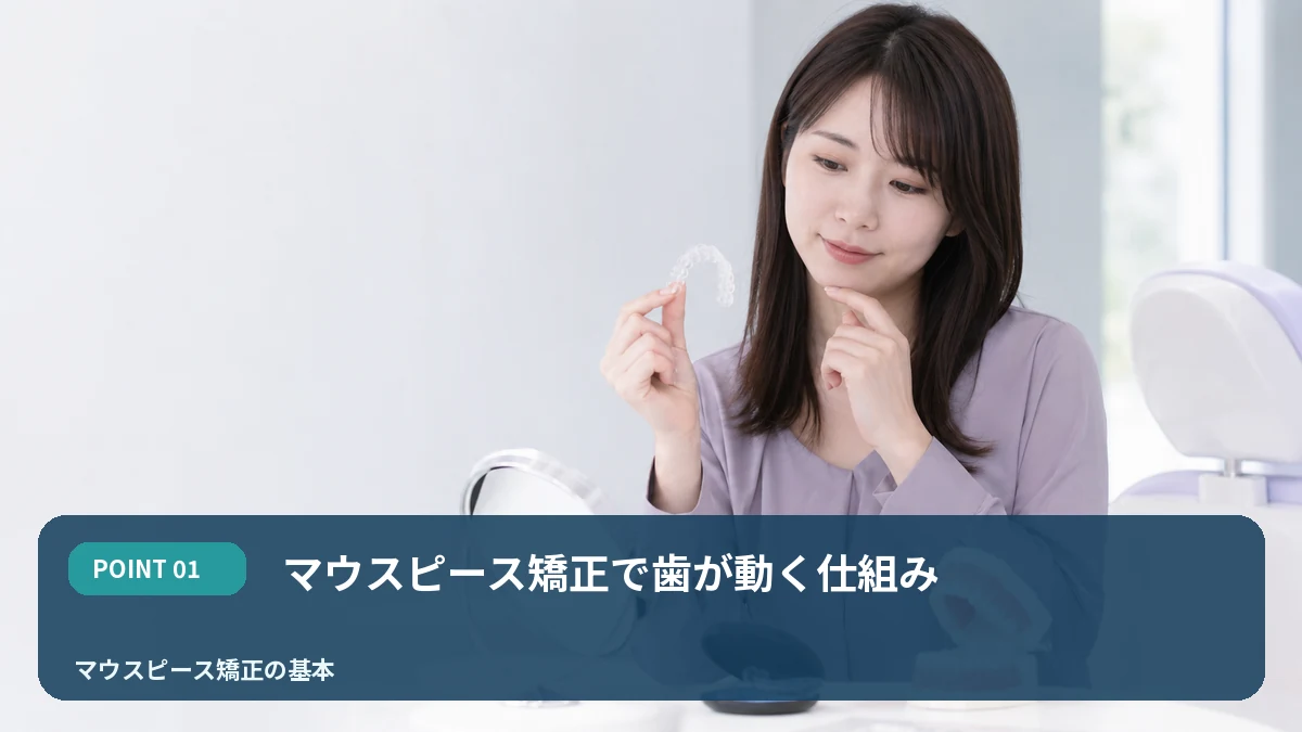 マウスピース矯正で歯が動く仕組みを解説するイメージ