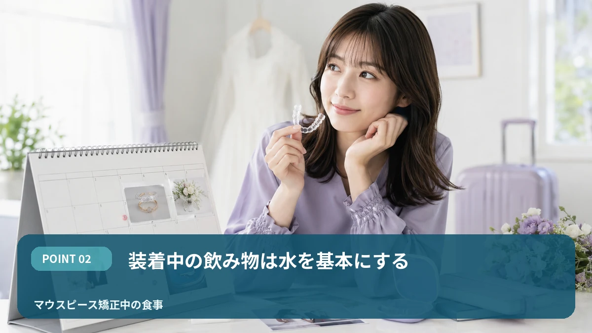 装着中の飲み物は水を基本にするを解説するイメージ