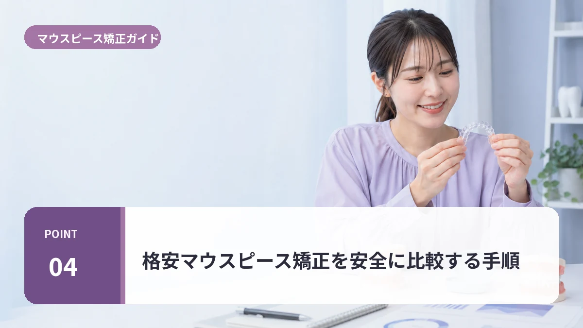 格安マウスピース矯正を安全に比較する手順について説明する20代前半女性のイメージ